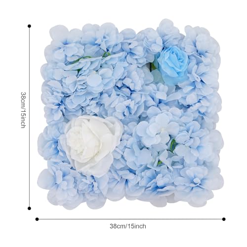 12 Pcs Flower Wall Backdrop,15"x15" 3D Floral Wall Panel,Artificial Silk Flower Wall Background for Wedding Celebrations,Festive Party Backdrops,Home Decor (Blue) - color: Blue
