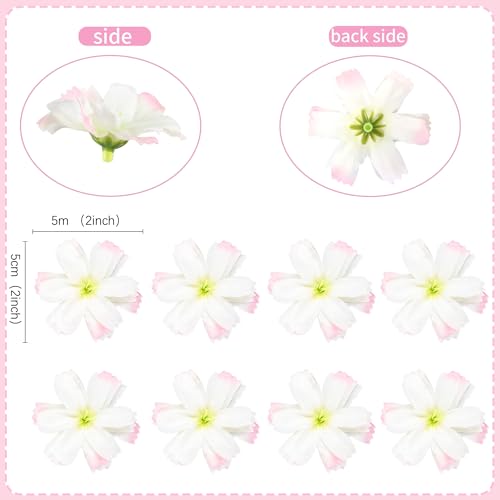 40Pcs Artificial Cherry Blossom Cupcake Toppers Spring Flower Blossoms Cupcake Cherry Flowers Table Decor for Baby Shower Flower Decorations for Wedding Shower Floral Birthday Cake Cupckae Decorations - color: White Cherry