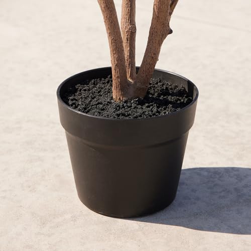 VeriNatural 48" Artificial Camellia Tree 2-Pack, Faux Silk Flowers in Cement Pot, Lifelike Greenery, No Maintenance, Perfect for Indoor/Outdoor Home Office Porch Decor - size: 48in