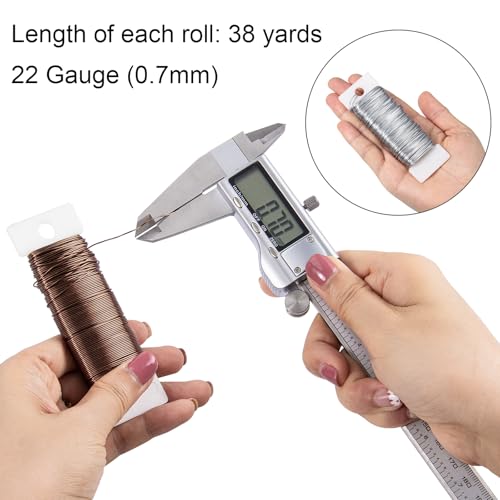 114 Yards 22 Gauge Metal Floral Flexible Paddle Wire for Christmas Wreath Tree, Floral Flower Arrangements, DIY Crafts (Blcak, Silver, Brown) - color: Blcak, Silver, Brown