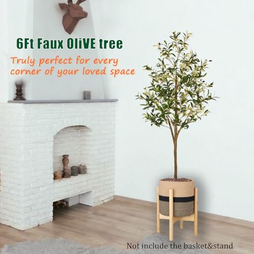 Artificial Olive Trees Indoor 6ft, Faux Olive Tree 6 Feet Fake Plants with Realistic Leaves Olive Silk Tree Home Bedroom Housewarming Gifts - color: 6ft