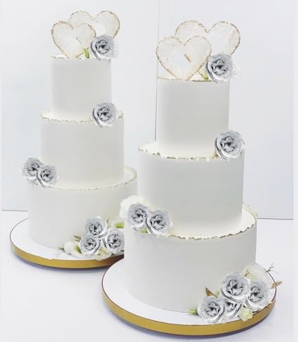 Glitter Roses Bouquet,30PCS Silver Roses Fake Roses Artificial Flowers for Wedding Bouquet Party Christmas Home Decor(Silver) - color: Silver