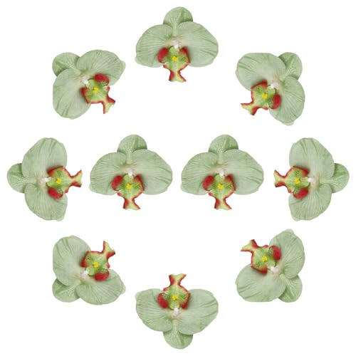 uxcell 10 Pcs Artificial Orchid Flower Heads, Fake Butterfly Orchid Heads Bulk Artificial Flowers for DIY Wedding Bouquets Centerpieces Party Home Decorations, Green - color: Green