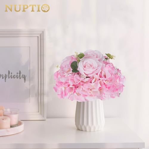 NUPTIO Flower Balls Flowers for Centerpieces: 10 Pcs 11.8 inch Diam Pink Artificial Rose Fake Flower Arrangement Bouquet for Wedding Party Tables Decorations - color: Pink, size: 11.8" Diam - 10 PCS