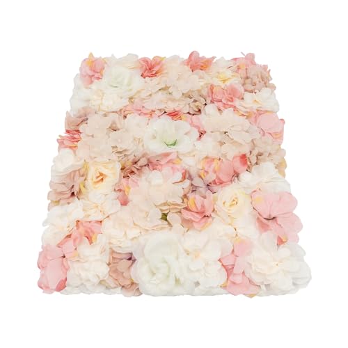 DNYSYSJ Flower Wall 20PCS 23.62" x 15.75" x 0.79" Autumn Pink Orange Hydrangea Artificial Rose Flowers Panel Silk Fabric Wall Mat for Garden Patio Wedding Stage Indoor Outdoor Decor - color: Autumn Pink Orange, size: 20 pieces