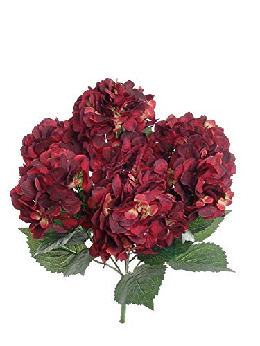 Larksilk Hydrangea Artificial Flowers - Faux Hydrangea Flowers - Home Decor, Easter Decorations, Spring Decor - Floral Centerpieces for Tables - 20" Floral Stems, Burgundy, 24 Pieces - color: Burgundy, size: Pack of 24