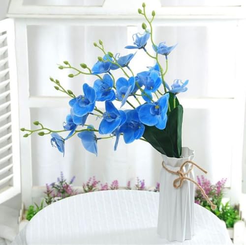 Corkwaw 50 Pcs Orchid Petals Artificial Decorations Orchids Heads Flowers Faux Silk Phalaenopsis Butterfly Flower Heads for Handmade DIY Home Wedding Party Decoration (Blue) - color: Blue