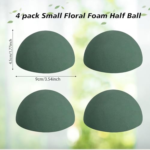STEFORD 4 PCS Half Ball Floral Foam, Round Floral Dry Foam Blocks Green Flower Styrofoam for Fresh and Artificial Flower Arrangements (3.5 X 1.8 Inches) - size: 3.5 X 1.8 Inch