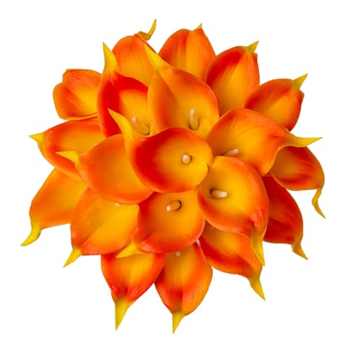 DuHouse 20Pcs Artificial Calla Lily Flower Real Touch Latex Flowers for DIY Wedding Bouquet Party Home Decor (Sunset) - color: Sunset, size: 20pcs