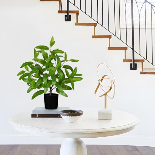 Artificial Plants Indoor with Pot, 19.7" Tall Fake Potted Plants Eucalyptus Leaves, Silk Plant for Home Decor Indoor Plants Artificial for Home & Office, Bedroom, Farmhouse, Entry Table, Shelf Decor - color: # Light Green