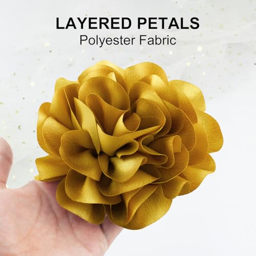 6.3” Large Flower Hair Clips for Women - Floral Hair Clip & Brooch for Dresses, Coats, Hats & Special Occasions | Brooches and Pins for Women - Decorative Wedding Gift Accessory - Gold - color: Gold