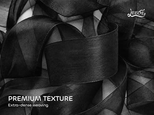 Black Organza Ribbon 2 inch x 50 Yards Sheer Chiffon Ribbon for Gift Wrapping Wedding Invitations Party Decoration Bridal Bouquets Crafts - color: Black, size: 2" X 50 Yards