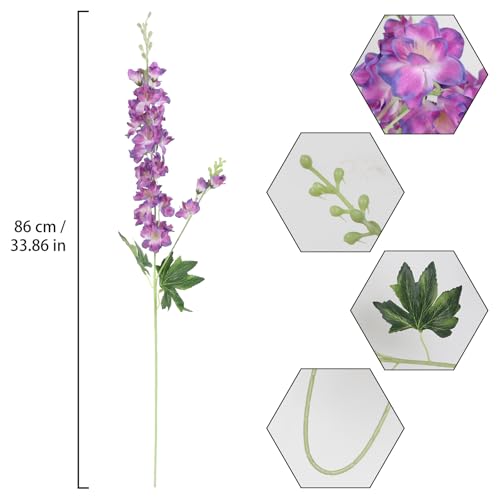 8PCS Delphinium Artificial Flowers 33.5'' Silk Faux Hyacinth Flowers Long Stem Artificial Snapdragon Flowers for Tall Vase Home Wedding Garden Table Centerpieces Decor(Colorful Purple) - color: Colorful Purple