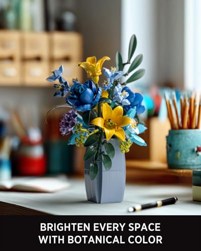 Nifeliz Wildflower Bouquet with Vase Model Toy, Botanical Building Set for Adults, Flower Arrangement for Home or Office Decor, Nature-Inspired Gift for Floral Enthusiasts (902 PCS, NF10337)