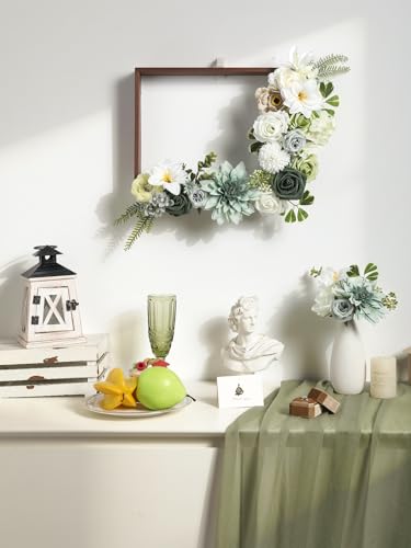 Artificial Flowers Combo Forest Green Silk Fake Flower for DIY Wedding Bridal Bouquets Floral Arrangement Birthday Cake for Table Centerpieces Baby Shower Anniversary Party Home Decor - color: Forest Green