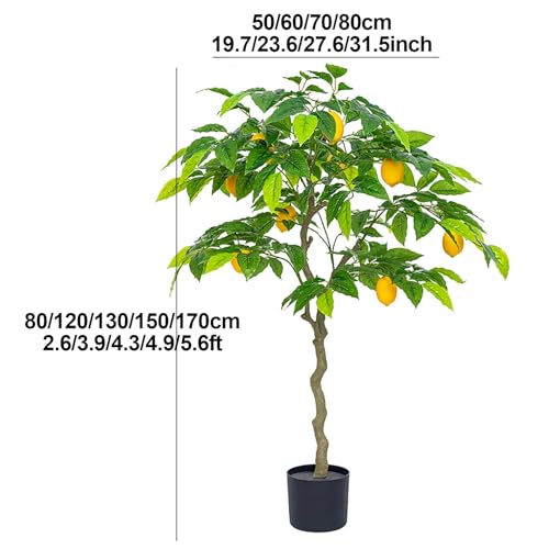 Artificial Lemon Trees with Fruits, Artificial Potted Plants Faux Lemon Citrus Tree, Fake Lemon Plant Pre Potted Faux Lemon Tree, for Home and Living Room Decoration(130cm/4.3ft) - size: 130cm/4.3ft