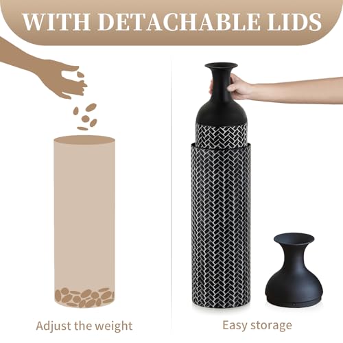 Sziqiqi Black Large Floor Vases: 27/20/16in Tall Metal Floor Vase Set of 3 Giant Floor Standing Vintage Big Vase for Living Room Oversized Floor Vases for Fireplace Hallway Corner Office