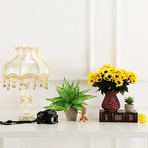 CATTREE Artificial Plants Outdoor, Fake Plant Décor Shrubs Faux Grass Plastic Leaves Greenery Bushes Home Garden Wedding Party Decorations Indoor Office Yard Verandah Planter Filler - Yellow 2 Pack - color: Magnolia Grass-yellow-2 Pack