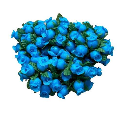 Turquoise Artificial Silk Flower Roses - 12 Mini Bouquets of 12 Rosebuds, 144 Rosebuds Total, Wedding, Christmas, Reception, Anniversary, Favors, Wreath, Bridal Shower, DIY, Arts and Crafts - color: Turquoise
