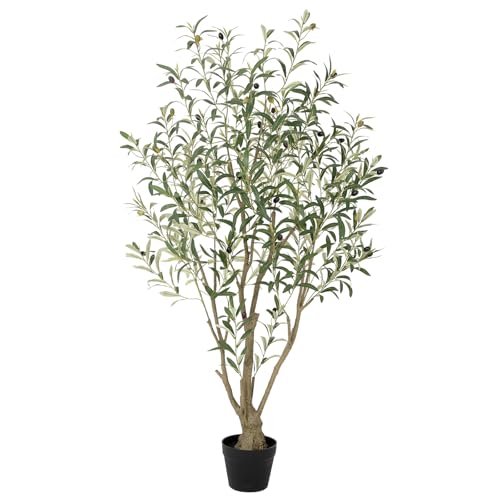 Nafresh Super Full Faux Olive Tree, 5FT Artificial Olive Tree Indoor, Fake Silk Trees with Realistic Leaves and Lifelike Fruits for Indoor Outdoor Living Room Corner Office Bedroom Home Decor - size: 5ft