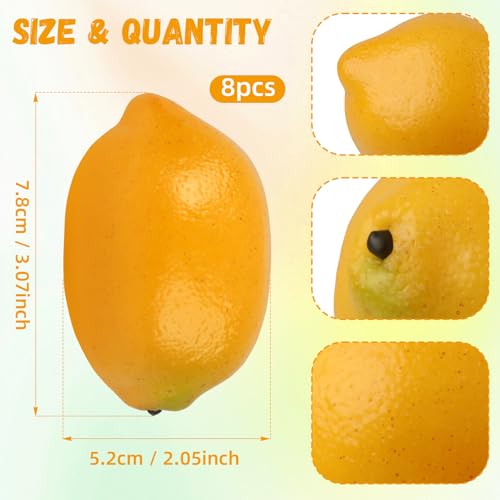 Gresorth 8pcs High Grade Fake Yellow Lemon Decoration Artificial Lemons Realistic Fruit Simulation for Home Party Holiday Christmas Display - color: B