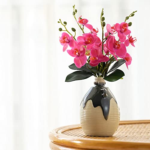 Artificial Phalaenopsis Flowers 4 Pcs, 15” Fake Silk Orchids with Stem Leaves for Home Office Wedding Party Décor (Rose) - color: Rose