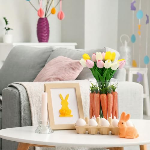 Tigeen 16 Pcs Fake Flowers Tulips 13" Artificial Flower Mother's Gift Day Centerpieces for Tables Decorations for Spring Easter Home Kitchen Wedding Bouquet Bulk