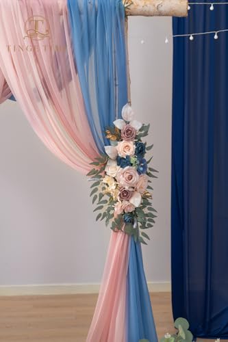 TINGE TIME Artificial Arch Flowers Kit Pack of 5, Wedding Decorations for Reception with Hanging Flowers, Wedding Arch Silk Floral Arrangements Ceremony Backdrop Bridal Shower Outdoor Party Decor - color: Dustyrose&navyblue