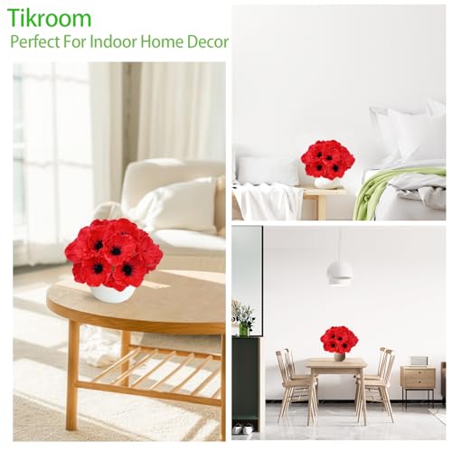10Pcs Red Poppy Artificial Flowers 11" Real Touch No Fade PU Fake Flowers for Wedding Centerpieces Bridal Bouquets Home Decor Vase DIY Arrangements Memorial/Veterans Day - color: Red