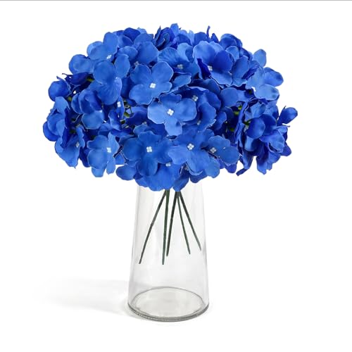 Auihiay 64PCS Royal Blue Hydrangea Artificial Flowers, Silk Hydrangea Heads with Stems, Fake Flowers for DIY Wedding Centerpiece, Home, Party, Baby Shower, Garden Decoration - color: Royal Blue