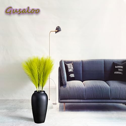 Artificial Faux Pampas Grass 8 Pcs Fake Artificial Adjustable Pampas Grass Variable Length Tall Fluffy Stems Table Vase Filler Centerpiece for Living Room Decor Boho Decor Wedding Grass Green - color: Grass-green
