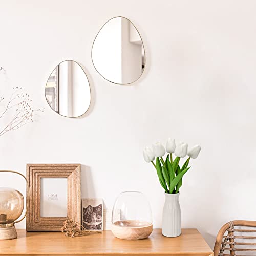 Briful 2 Packs Faux Flowers Artificial Tulips with Ceramic Vase, Poly Foam White Tulips Real Touch Flower Arrangement for Home Kitchen Wedding Centerpiece Decoration - color: White