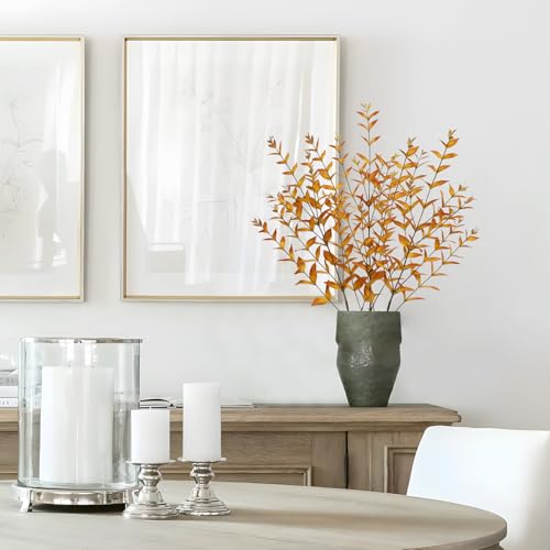 Briful 3PCS Artificial Fall Stems – 36.2" Long Stem Golden Leaf Branches, Autumn Foliage Branch for Fall Vase Filler, Thanksgiving Centerpiece, Harvest & Farmhouse, Christmas Decoration - color: Golden