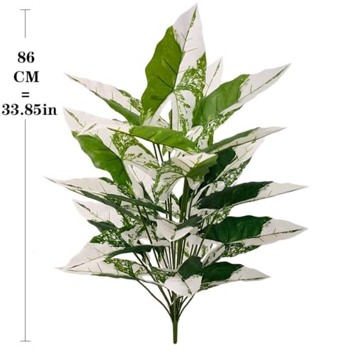 Aglaonema Plant with Variegated Green and Red Leaves, Fake Tree Leaf Simulation Flower Bonsai for Party Decoration Artificial Plants Floor Home Room Decor Ornament (White No Flowerpot, 85cm) - color: White No Flowerpot, size: 85cm