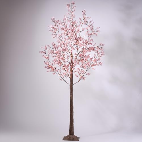LIGHTSHARE 6FT Lighted Cherry Blossom Tree with 171 LED Warm White Lights, Artificial Sakura Tree with Dimmable Timer Transformer, Indoor Outdoor Decorative Tree with Ground Stakes - style: 6FT Sakura Tree
