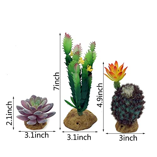JIHAQUA Reptile Plants Succulent, Artificial Desert Rain Forests Plants for Lizard Bearded Dragon Chameleon Gecko Snake Amphibian Terrarium Decor (Set 3) - color: Set 3