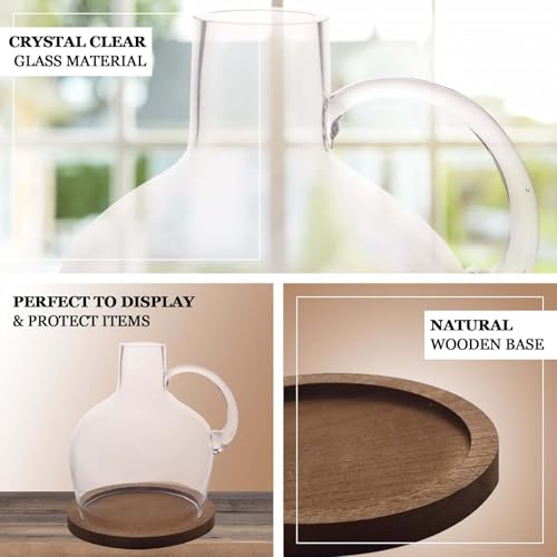 Efavormart 10" Heavy Duty Clear Glass Vases Candle Holder Centerpiece Vessel Jar with Wooden Base - color: Clear, size: 10‘’