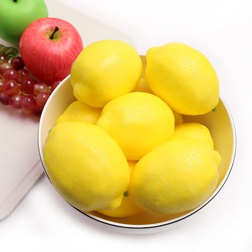 9PCS Yellow Simulation Lemon Fake Fruit Artificial Lemon Realistic Fruit Ornaments Kitchen Table Home Decoration Summer Party Photography Props Teaching Model Maintenance-Free - color: 9pcs Yellow Lemon