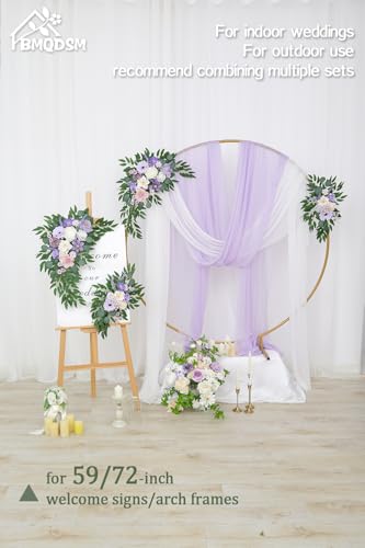 Artificial Wedding Arch Flowers Kit(Pack of 2) for Wedding Decor Ceremony and Reception Backdrop Decoration (Purple) - color: Purple