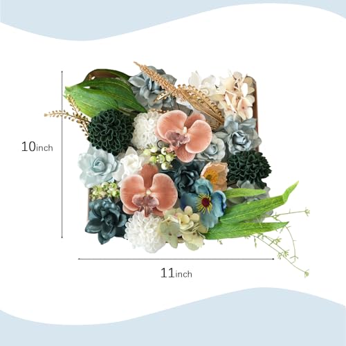 Spring Artificial Flowers Combo, Blue Dahlia, Orchid, Gardenia Bouquet Kit, DIY Floral Arrangement Box for Wedding Centerpieces, Bridal Bouquet, Home Decor - color: Box