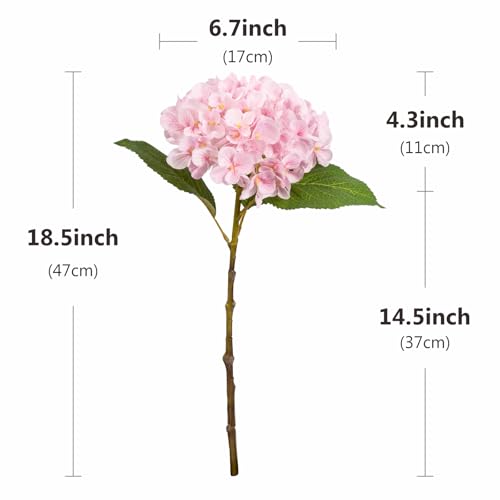 5 Pcs Hydrangea Artificial Flowers, Faux Silk Hydrangea Flores with Stems, Fake Flowers for Valentine Wedding Bouquet Kitchen Home Office Party Tables Vase Outdoor Decor (Pink, 18.5 Inches) - color: Pink