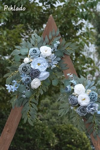 Faux Flower Swag Set of 2 for Wedding Welcome Signs Floral Swag Wedding Reception Ceremony Signs Decor (Blue) - color: Blue