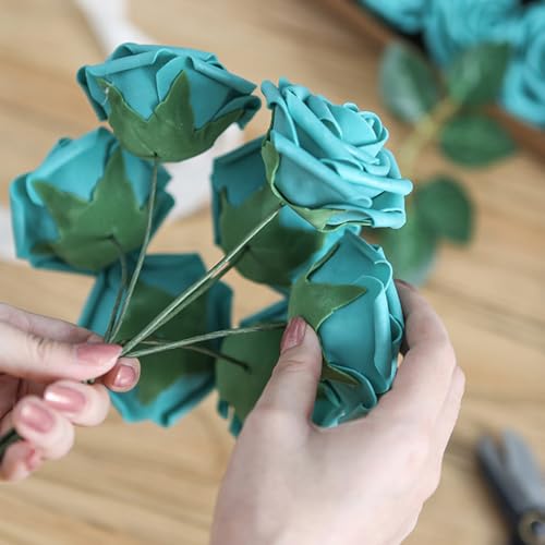 Floroom Floral Tape and Wire Kit with Cutter, 26 & 18 Gauge Stem Wire, 22 Gauge Paddle Wire, Flower Arrangement Tool Set for DIY Crafts, Wedding Bouquets, Florist Making & Supplies, Green