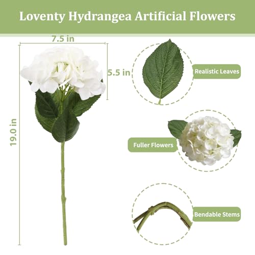 Artificial Hydrangea Flowers, Real Touch Faux Hydrangea Stems, Latex Realistic Floral Arrangement for Home Decor, Wedding Table Centerpiece, Elegant Party Decoration (White., 4pcs) - color: White., size: 4pcs