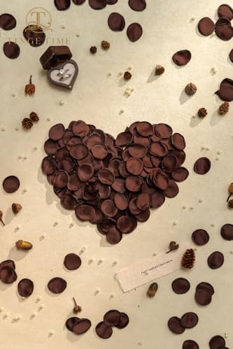 TINGE TIME 200pcs Silk Rose Petals Brown Flower Petals for Wedding, Flower Girl Basket, Aisle Runner, Romantic Dinner Centerpieces, Proposal, Party Confetti - color: Chocolate Brown