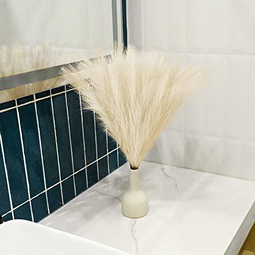 6 PCS Faux Pampas Grass Arrangement - 18"/45cm Artificial Fluffy Pompous Grass Stems for Boho Chic Home and Wedding Decor (Beige) - color: A6- Beige