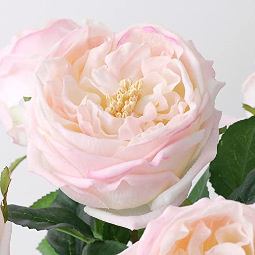 UKELER Fake Flowers Light Pink Realistic Roses Bouquet Spring Fall Winter Artificial Flowers for Home Decor Flower Arrangement Wedding Party Decoration - color: Light Pink