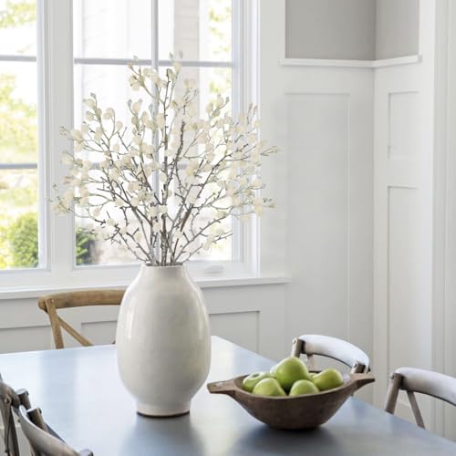 GnFlus Artificial Cotton Branches Fake Flowers for Spring Winter Boho Decoration,Faux Long Stem Artificial Flowers for Wedding Home Office Bedroom Party Table Centerpieces Cream White 3Pcs - color: Cotton - Cream White