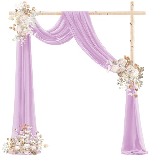 DeZerlor Wedding Arch Draping Fabric 29" x 20 FT Drapes for Backdrop Sheer Curtains for Romantic Bridal Baby Shower Decorations Ceremony Birthday Party Outdoor Events, Purple - color: Lilac Purple