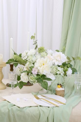 Artificial Flower Combination Box Set Artificial Flower Loose Leaves and Stems DIY Wedding Center Bouquet Bride Wedding Baby Shower（White） - color: White